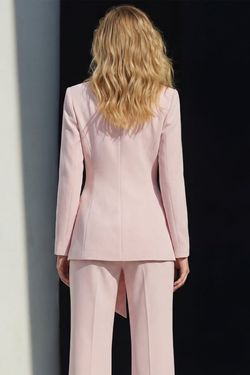 Load image into Gallery viewer, Pink 2 Piece Wide Leg Peak Lapel Business Suits with Sash