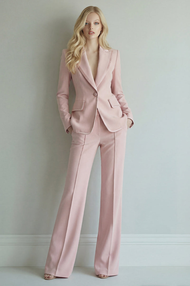Load image into Gallery viewer, 2 Piece Grey Pink Peak Lapel Single Breasted Business Suits