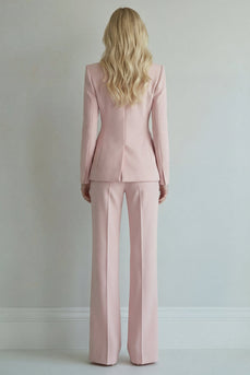 2 Piece Grey Pink Peak Lapel Single Breasted Business Suits