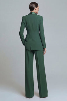 2 Piece Dark Green Shawl Lapel Single Breasted Prom Suits