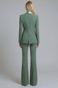 2 Piece Grey Green Shawl Lapel Slim Fit Single Breasted Business Suits