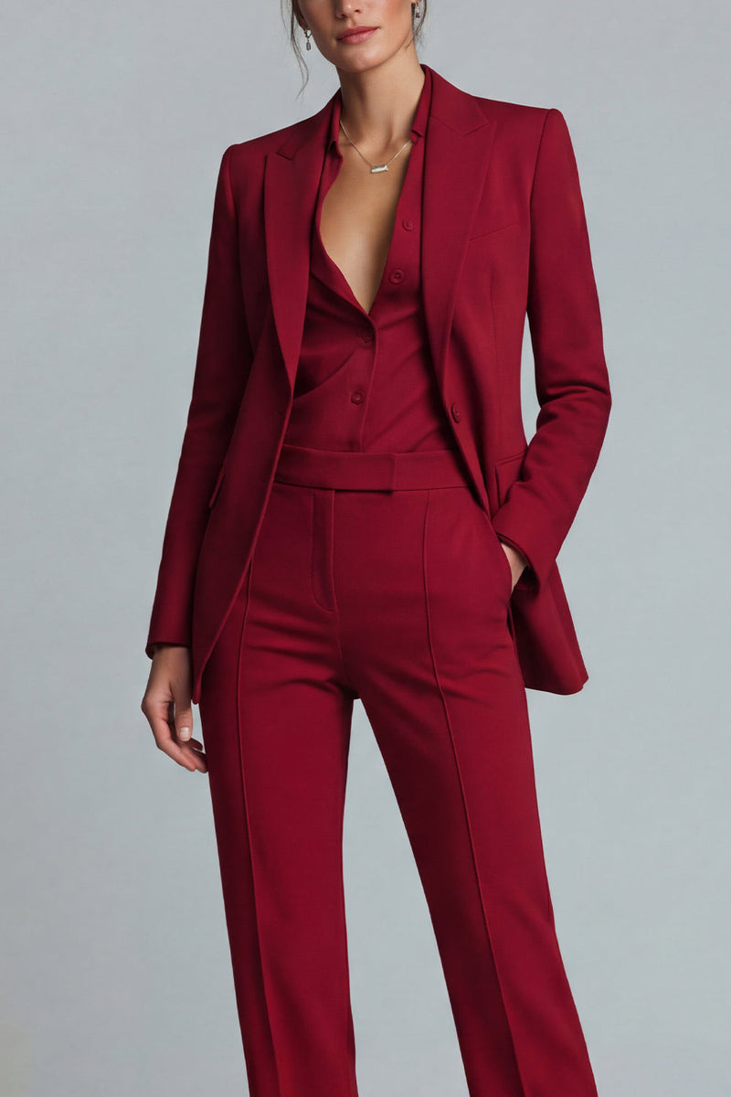 Load image into Gallery viewer, Burgundy 2 Piece Single Breasted Peak Lapel Prom Suits