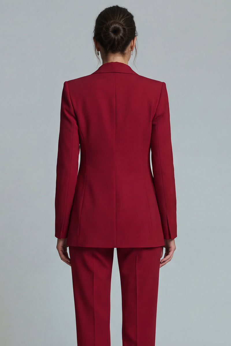Load image into Gallery viewer, Burgundy 2 Piece Single Breasted Peak Lapel Prom Suits