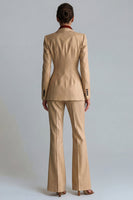 Load image into Gallery viewer, 2 Piece Khaki Peak Lapel Flared Single Breasted Business Suits