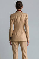 Load image into Gallery viewer, 2 Piece Khaki Peak Lapel Flared Single Breasted Business Suits