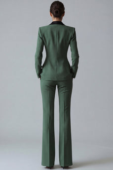 2 Piece Dark Green Peak Lapel Single Breasted Slim Fit Prom Suits