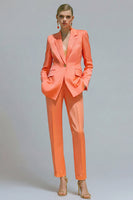 Load image into Gallery viewer, 2 Piece Orange Notched Lapel Single Breasted Slim Fit Prom Suits