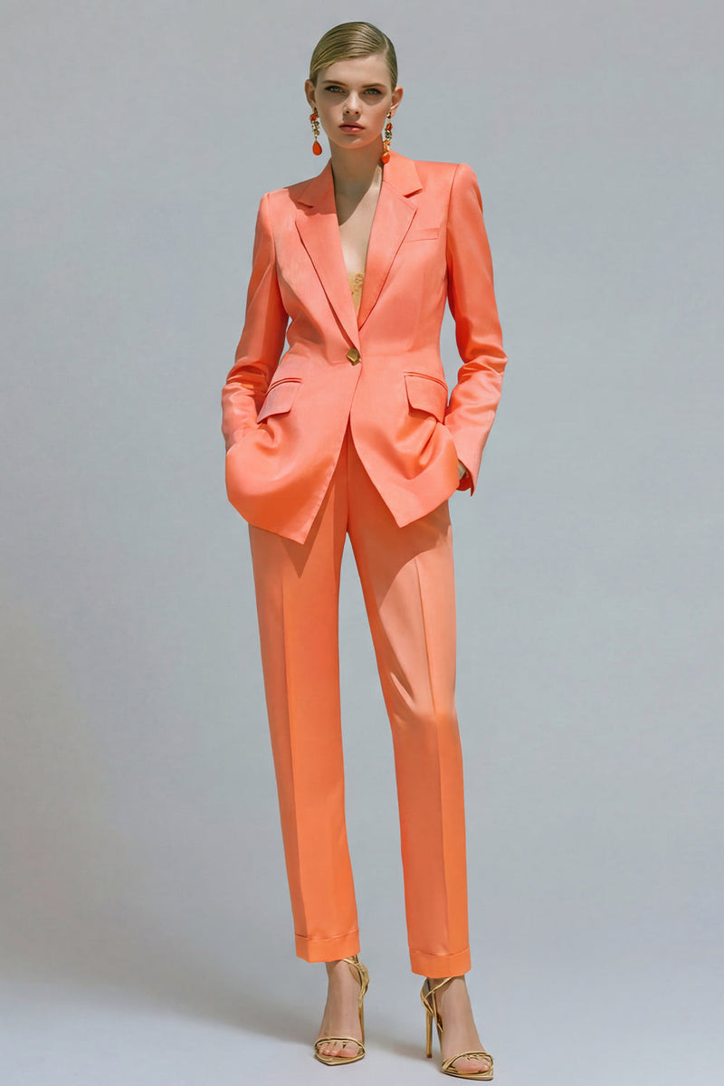 Load image into Gallery viewer, 2 Piece Orange Notched Lapel Single Breasted Slim Fit Prom Suits