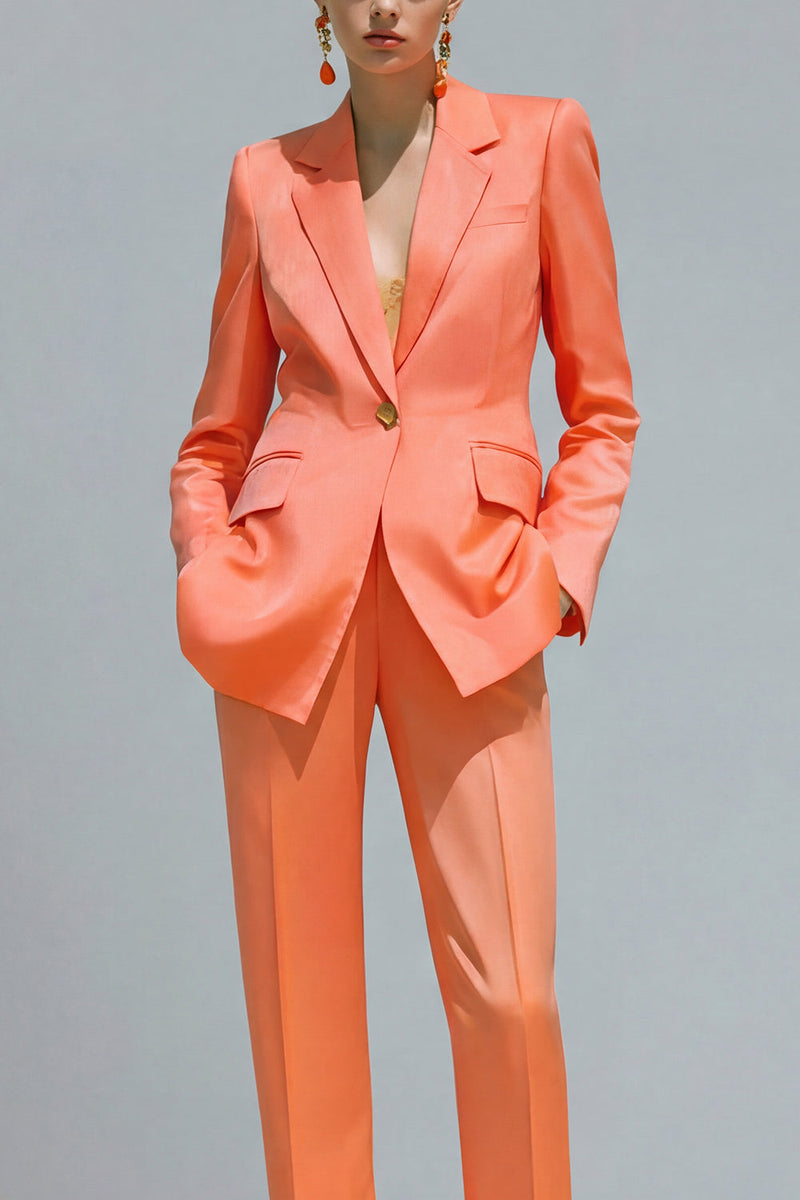 Load image into Gallery viewer, 2 Piece Orange Notched Lapel Single Breasted Slim Fit Prom Suits
