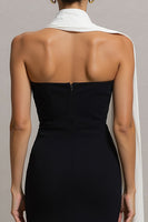 Load image into Gallery viewer, Black and White Mermaid Neck Scarf Long Formal Dress