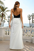Load image into Gallery viewer, Black and White Halter Neck Long Sheath Formal Dress with Slit