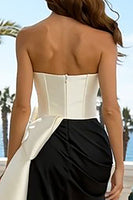 Load image into Gallery viewer, Black and White Mermaid Long Strapless Formal Dress with Bow