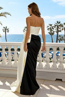 Load image into Gallery viewer, Black and White Mermaid Long Sweetheart Formal Dress with Bow