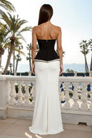 Load image into Gallery viewer, Sparkly Black and White Mermaid Long Sweetheart Formal Dress with Beading
