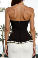 Load image into Gallery viewer, Sparkly Black and White Mermaid Long Sweetheart Formal Dress with Beading