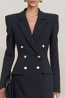 Load image into Gallery viewer, Peak Lapel Black Double Breasted Short Blazer Dress with Sleeves