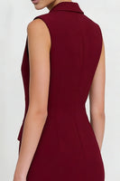Load image into Gallery viewer, Notched Lapel Burgundy Double Breasted Short Blazer Dress with Ruffles