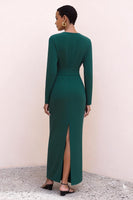 Load image into Gallery viewer, Dark Green Crew Neck Pencil Long Sleeves Work Dress