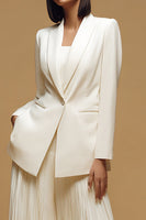 Load image into Gallery viewer, Pleated Peak Lapel Ivory Long Business Suits