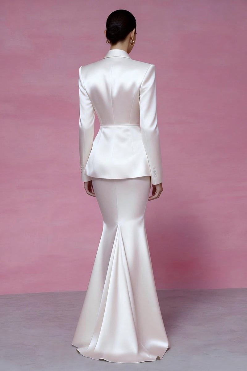 Load image into Gallery viewer, 2 Piece Ivory Peak Lapel Mermaid Long Business Suits