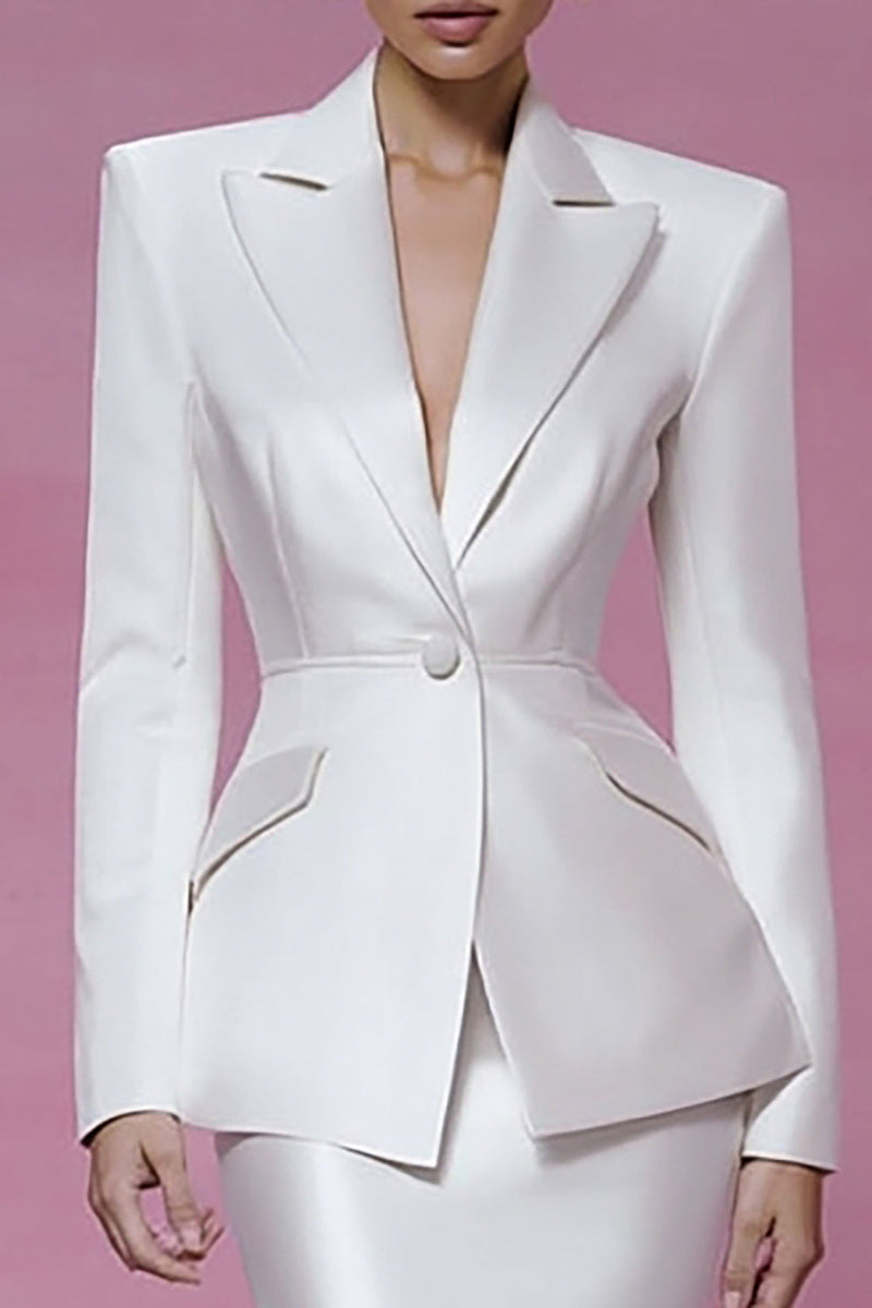 Load image into Gallery viewer, 2 Piece Ivory Peak Lapel Mermaid Long Business Suits