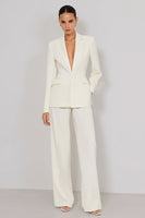 Load image into Gallery viewer, 2 Piece Peak Lapel Ivory Long Business Suits with Sleeves