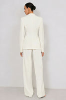 Load image into Gallery viewer, 2 Piece Peak Lapel Ivory Long Business Suits with Sleeves
