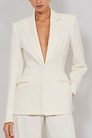 Load image into Gallery viewer, 2 Piece Peak Lapel Ivory Long Business Suits with Sleeves