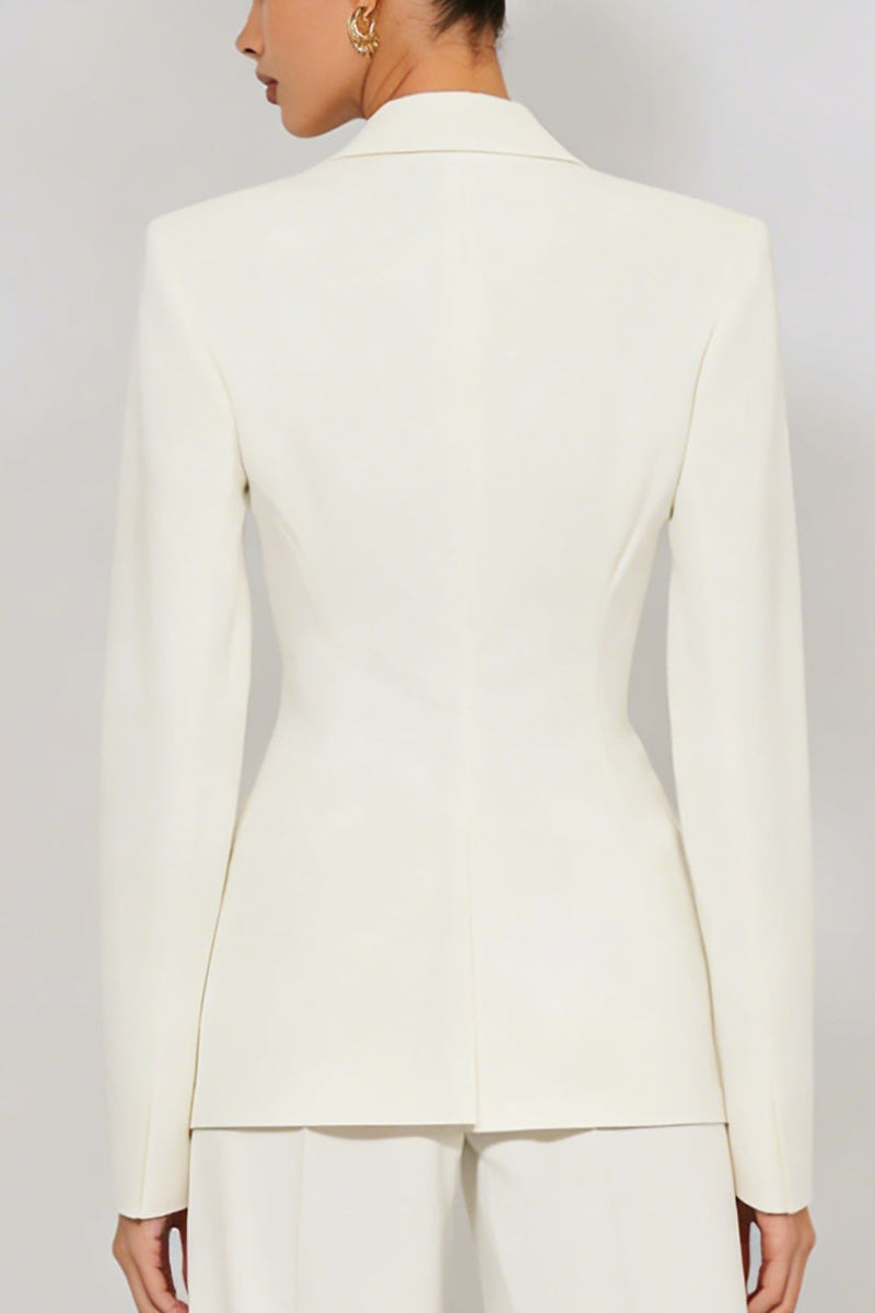 Load image into Gallery viewer, 2 Piece Peak Lapel Ivory Long Business Suits with Sleeves