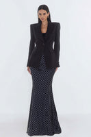 Load image into Gallery viewer, 2 Piece Black Mermaid Polka Dots Peak Lapel Long Business Suits