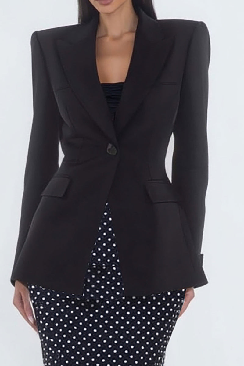 Load image into Gallery viewer, 2 Piece Black Mermaid Polka Dots Peak Lapel Long Business Suits