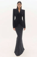 Load image into Gallery viewer, 2 Piece Polka Dots Black Notched Lapel Mermaid Long Business Suits