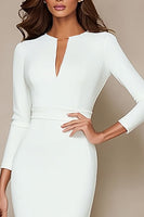 Load image into Gallery viewer, Pencil Ivory V Neck Midi Work Dress with Slit