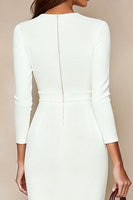 Load image into Gallery viewer, Pencil Ivory V Neck Midi Work Dress with Slit