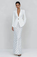Load image into Gallery viewer, 2 Piece Ivory Polka Dots Sheath Peak Lapel Long Business Suits