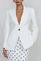 Load image into Gallery viewer, 2 Piece Ivory Polka Dots Sheath Peak Lapel Long Business Suits