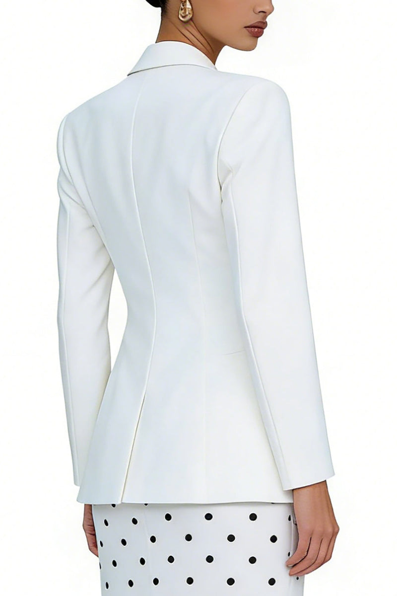 Load image into Gallery viewer, 2 Piece Ivory Polka Dots Sheath Peak Lapel Long Business Suits