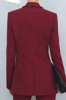 Load image into Gallery viewer, 2 Piece Double Breasted Peak Lapel Burgundy Prom Suits