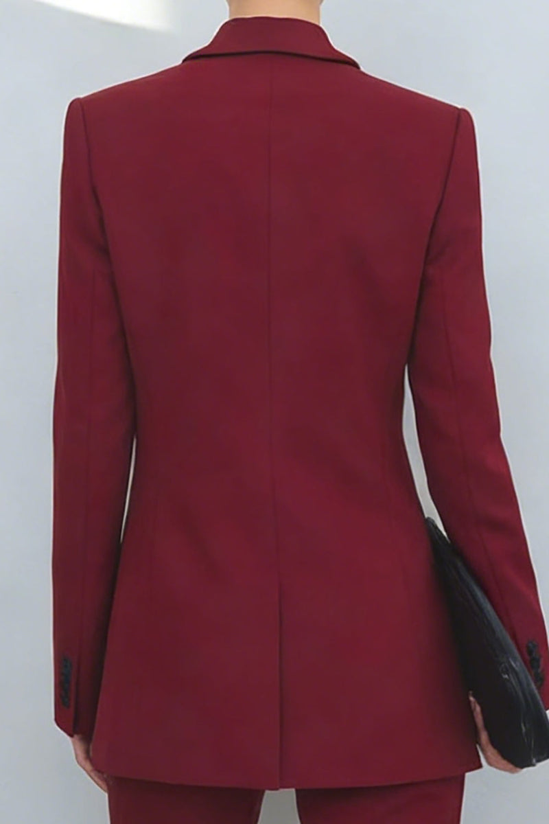 Load image into Gallery viewer, 2 Piece Double Breasted Peak Lapel Burgundy Prom Suits