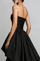 Load image into Gallery viewer, Sweetheart Ruched High-Low Black Prom Dress