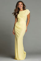 Load image into Gallery viewer, Mermaid Navy Boat Neck Long Formal Dress with Sleeves