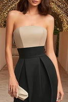 Load image into Gallery viewer, Black Strapless Sheath Ruched Long Formal Dress