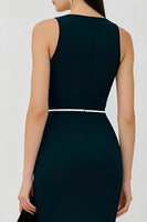 Load image into Gallery viewer, Sparkly Navy Boat Neck Mermaid Ruffled Long Formal Dress with Beading