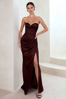 Load image into Gallery viewer, Mermaid Cabernet Sweetheart Long Formal Dress with Slit