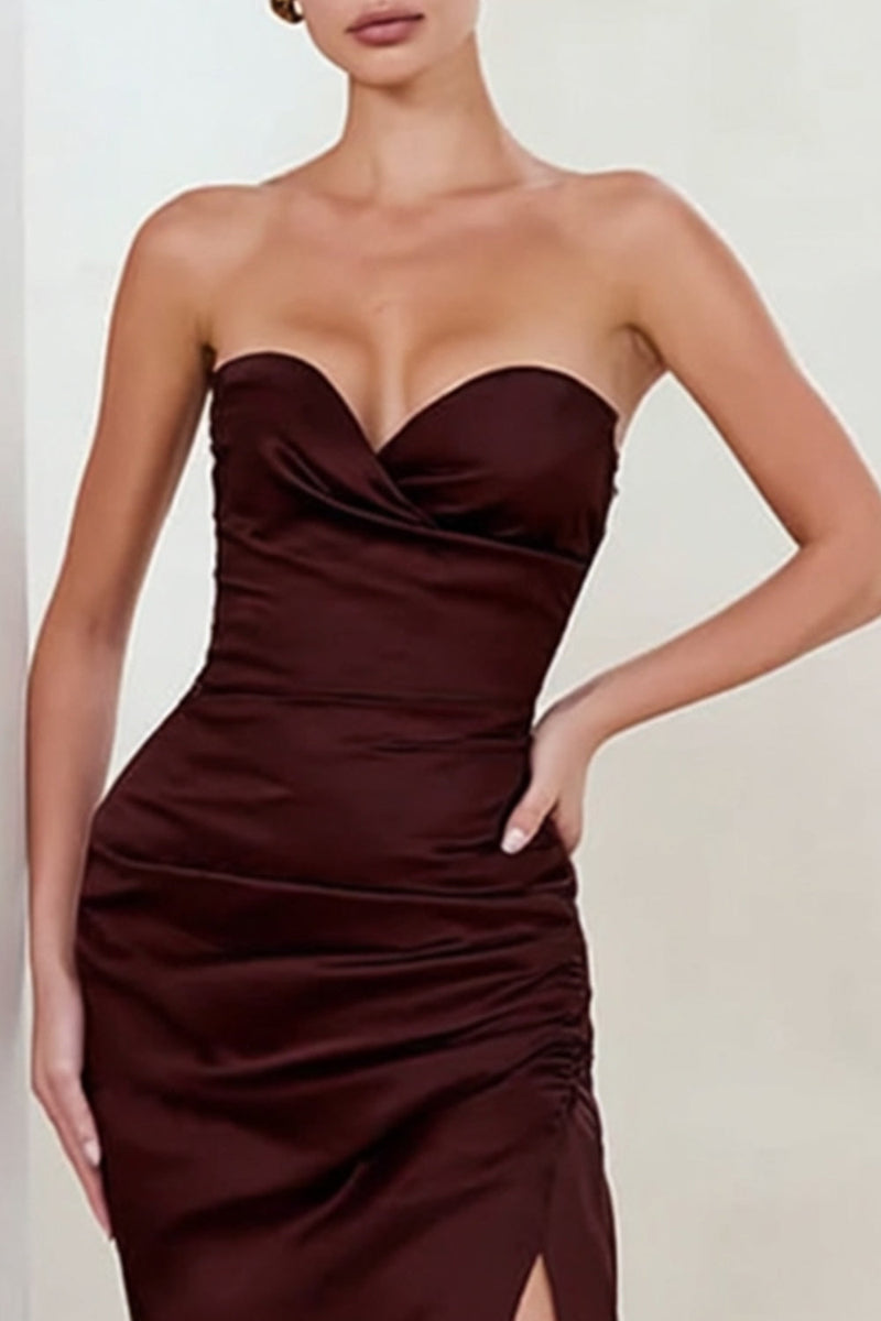 Load image into Gallery viewer, Mermaid Cabernet Sweetheart Long Formal Dress with Slit