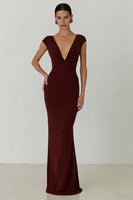 Load image into Gallery viewer, Cabernet V Neck Mermaid Backless Long Formal Dress