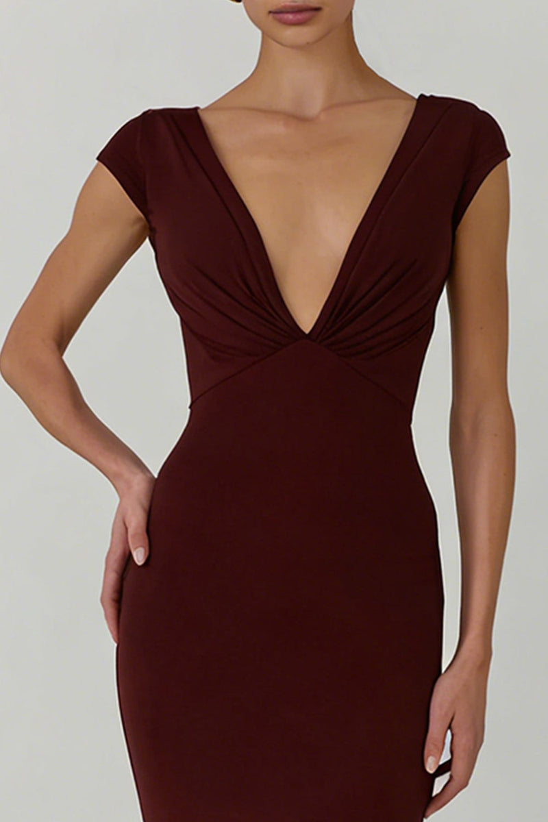 Load image into Gallery viewer, Cabernet V Neck Mermaid Backless Long Formal Dress