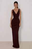 Load image into Gallery viewer, Cabernet Backless Mermaid V Neck Long Formal Dress