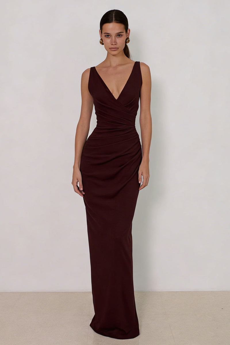 Load image into Gallery viewer, Cabernet Backless Mermaid V Neck Long Formal Dress
