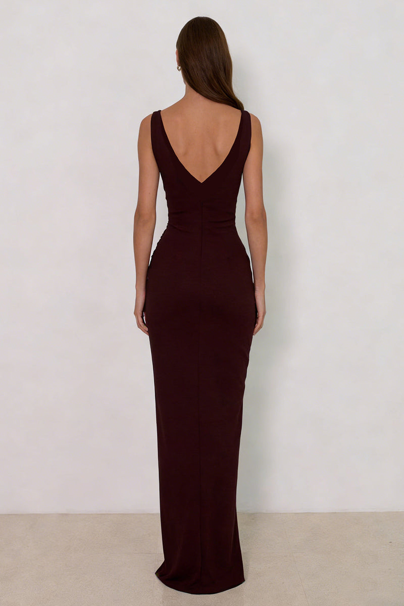 Load image into Gallery viewer, Cabernet Backless Mermaid V Neck Long Formal Dress